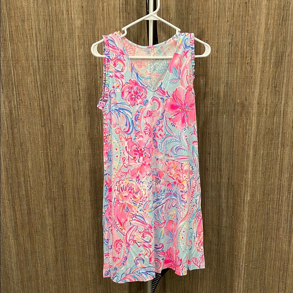 Lilly Pulitzer Pink and Blue Floral Midi Dress
